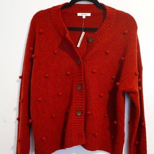 Madewell Red Bobble Colburne Cardigan Sweater (L)